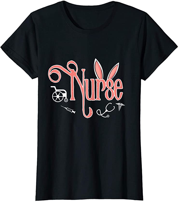 Womens Nurse Bunny Cute Easter Day Nursing T-Shirt