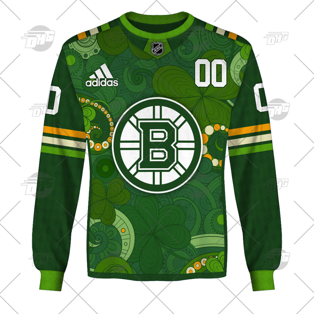 Boston Bruins Custom Name Number St Patricks Day Gift For Fan 3D Full Printing Sweatshirt