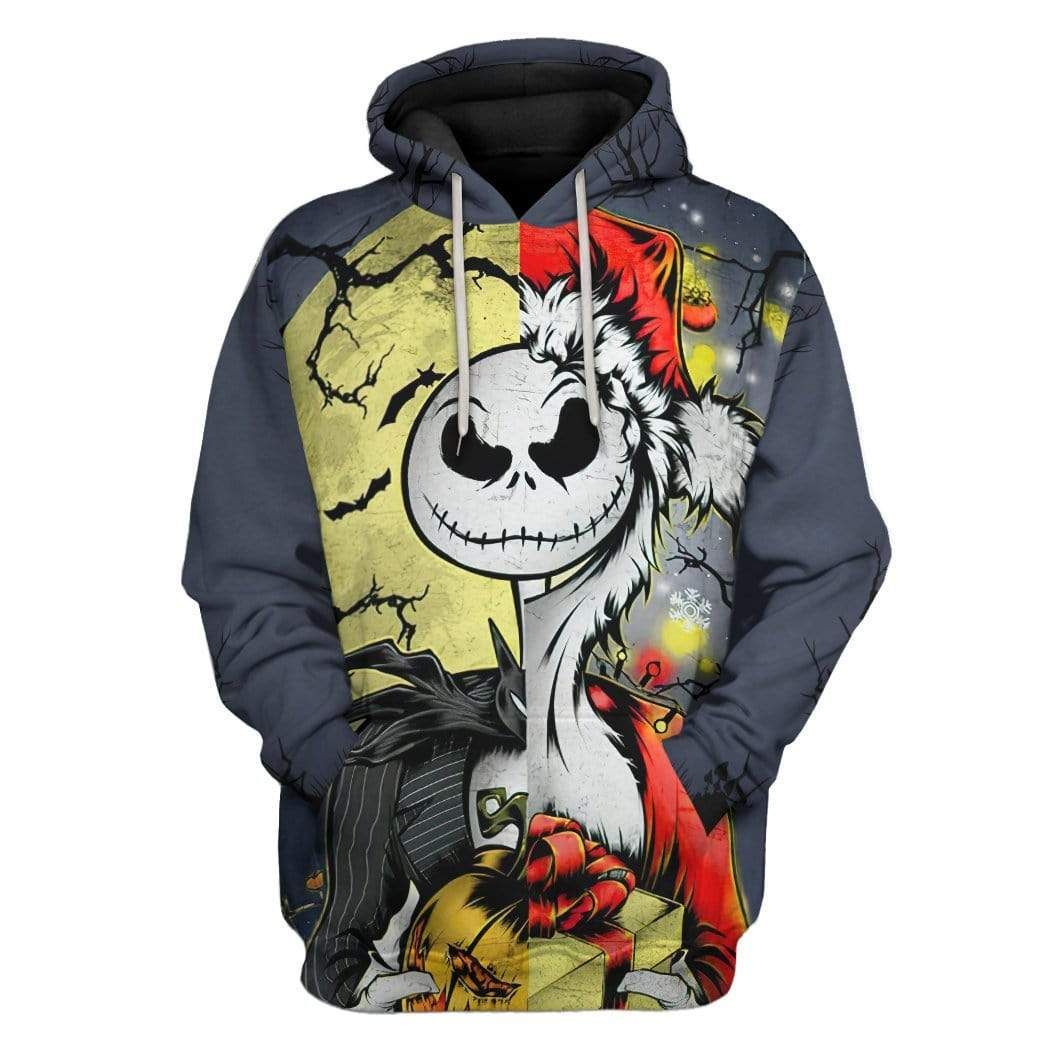 Mysticlife 3D Jack Skellington Halloween And Grinch Christmas Custom Hoodie Apparel