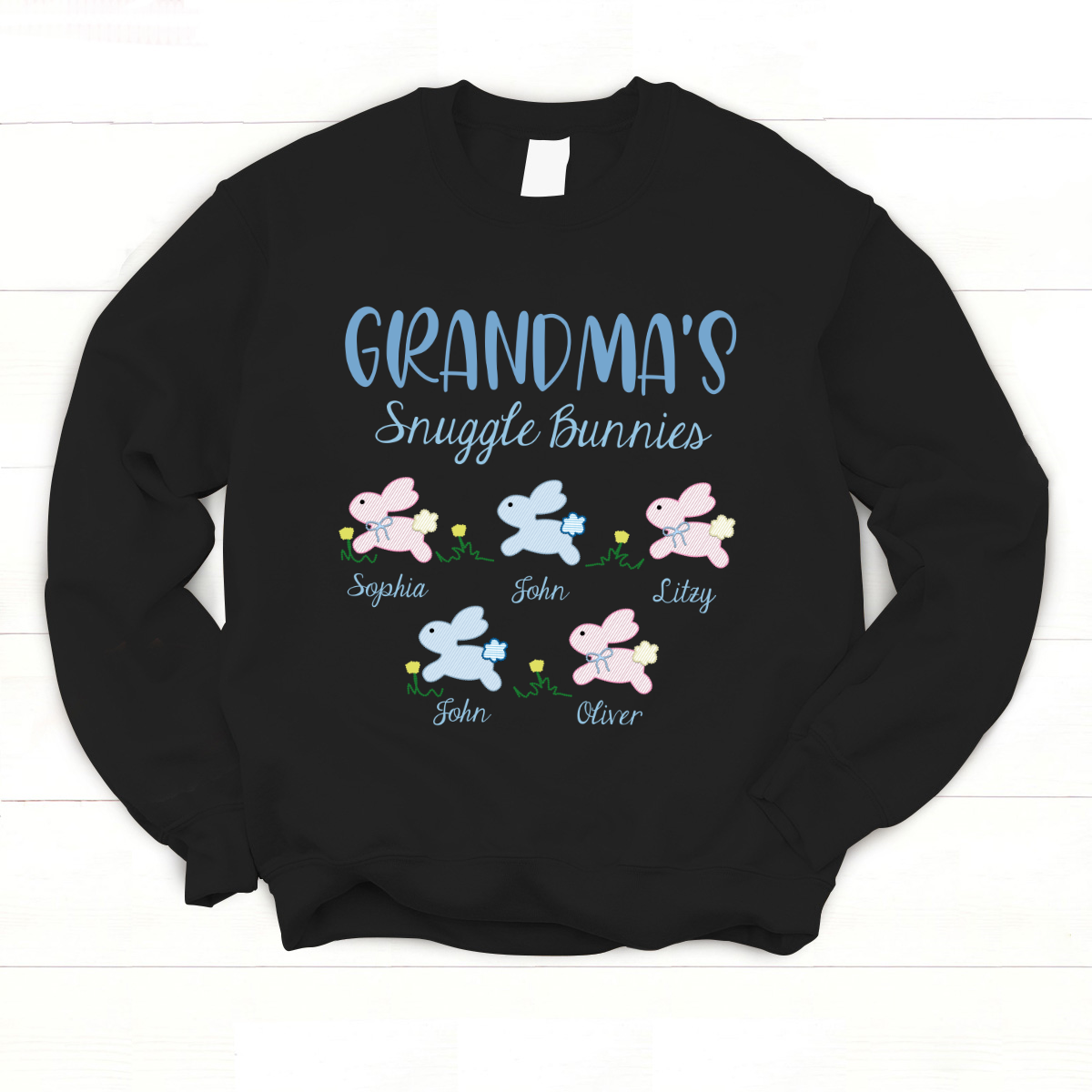 Personalized Grandma’S Snuggle Bunnies And Grandkids Easter Bunny Sweatshirt