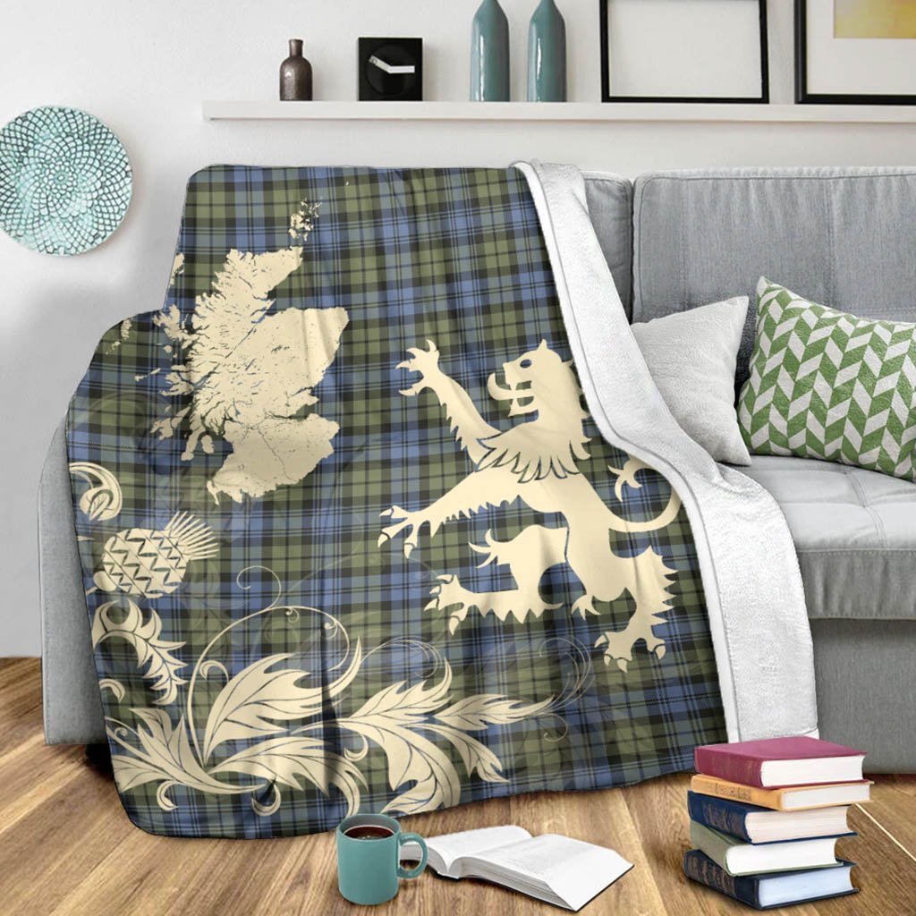 Tartan Blanket Campbell Faded Tartan Scotland Lion Thistle Map Plaid Blanket