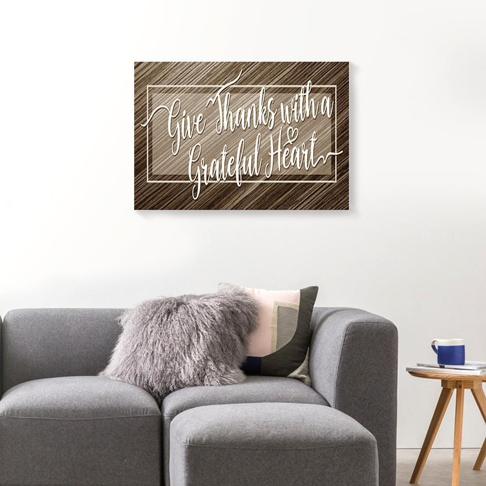 Canvas Wall Art Give Thanks With A Grateful Heart Wood Frame Ver 2 Christian Canvas Home Decor Canvas