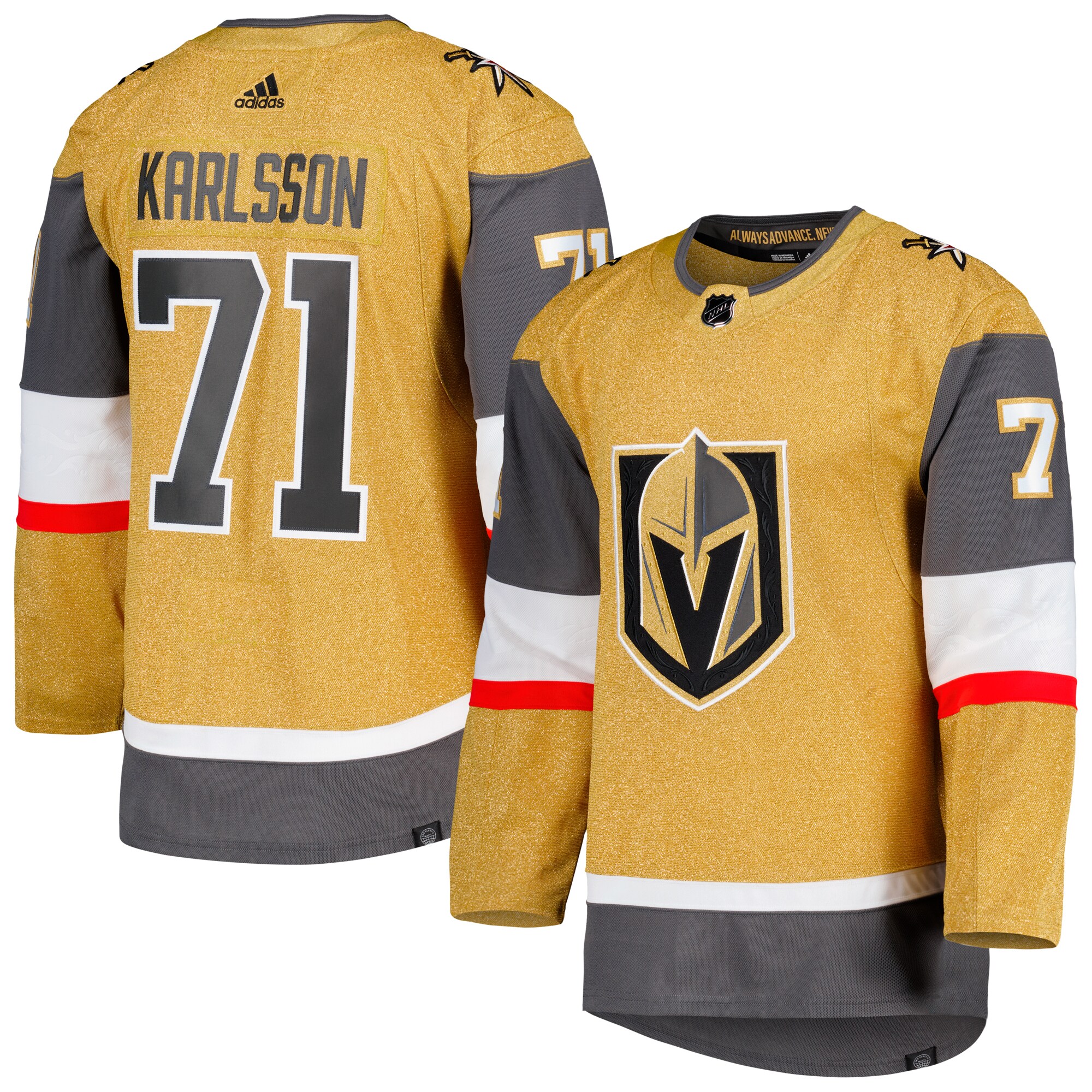 Men's Vegas Golden Knights William Karlsson adidas Gold Primegreen Authentic Pro Player Jersey