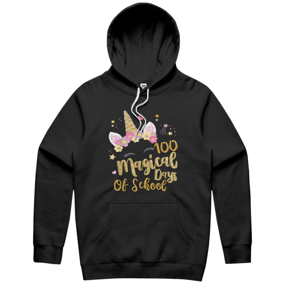 100 Magical Days Of Kindergarten School Unicorn Girl Pink Hoodie