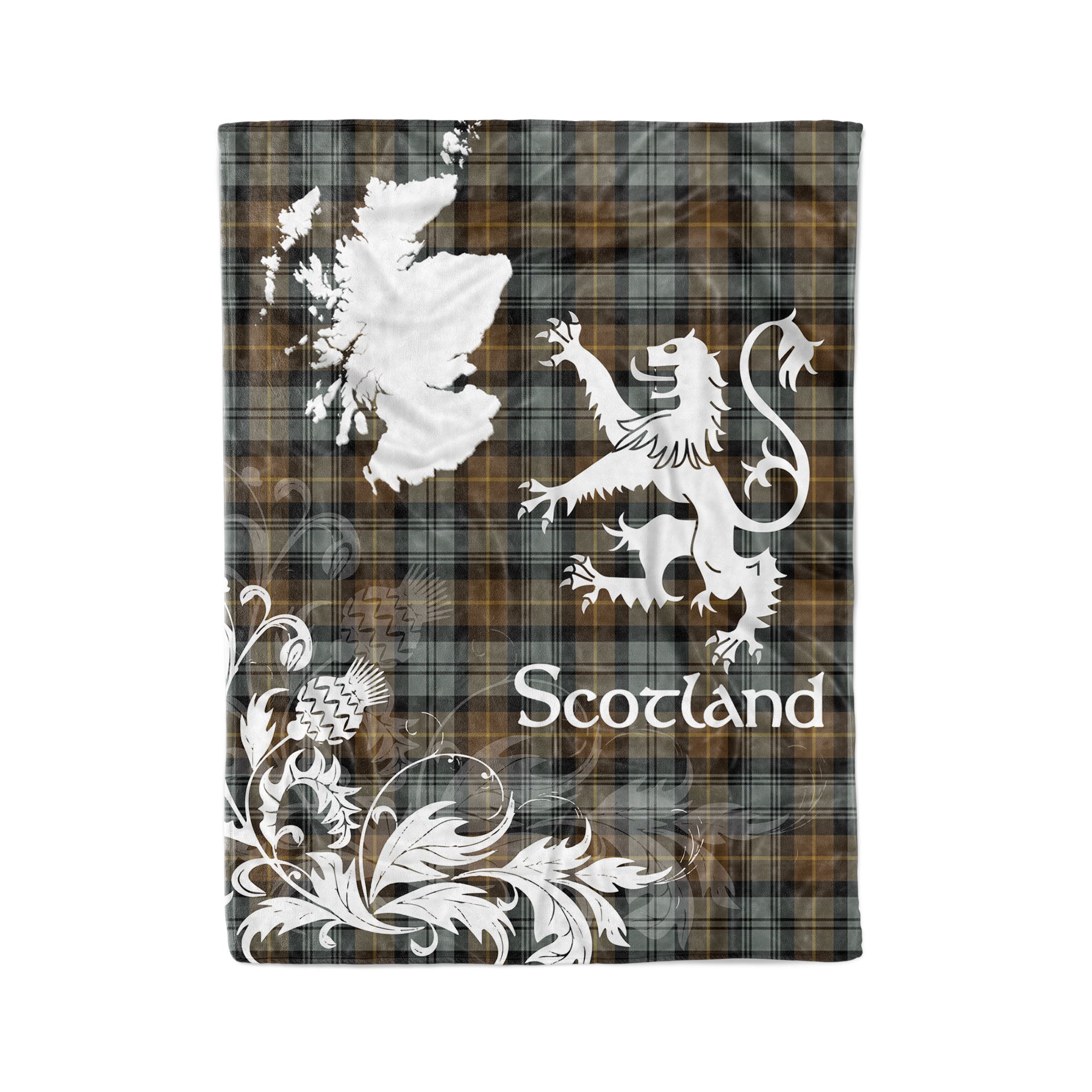 Tartan Plaid Fleece Blanket Tartan Blanket Thistle And Lion Scottish Clan Gordon Weathered Plaid Blanket