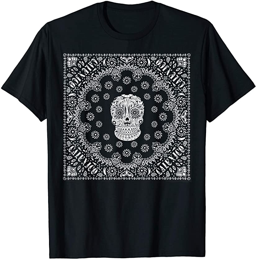 Bandana Calexico Latino Mexico Cali Chulo Chula Skull Flower T-Shirt