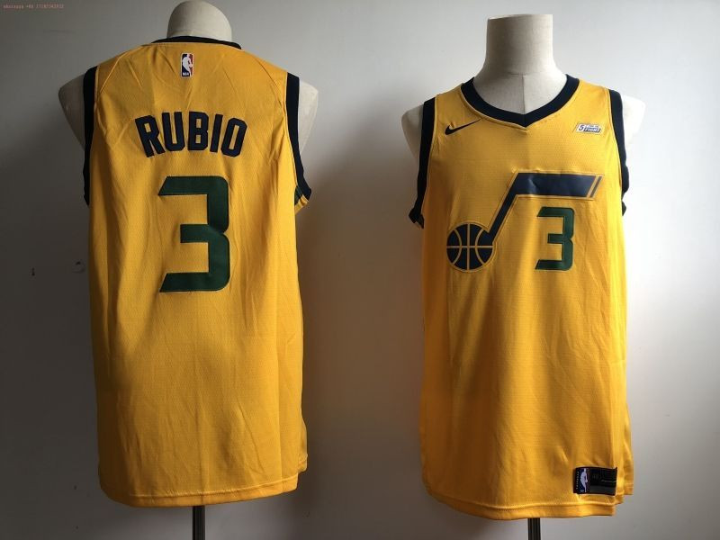 Utah Jazz Ricky Rubio #3 2020 NBA New Arrival Yellow Jersey