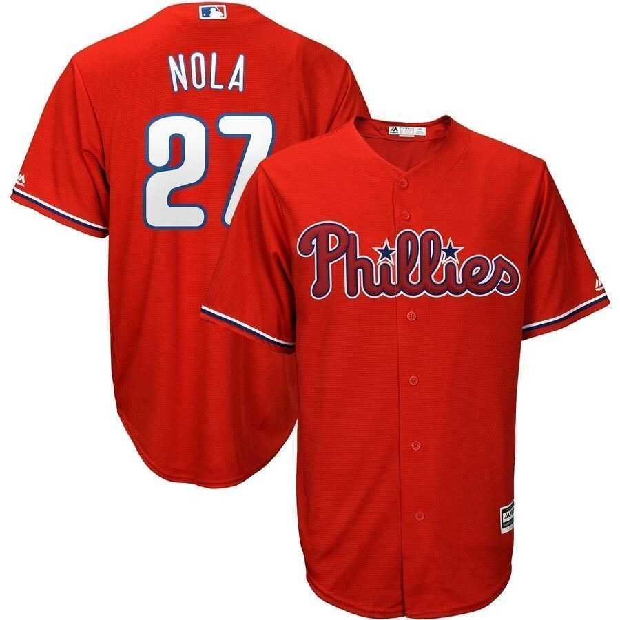 Aaron Nola Philadelphia Phillies Alternate Official Cool Base Player Jersey – Red