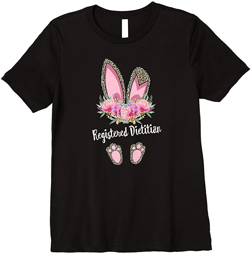 Womens registered dietitian Bunny Leopard Floral Easter Mothers Day Premium T-Shirt