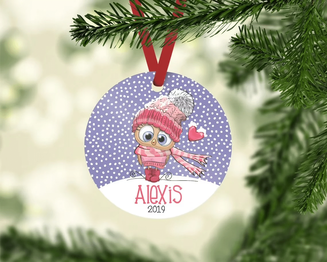 [Personalized Name & Number] Owl Christmas Ornament, Unicorn Ornament, Christmas Tree Decoration, Christmas Home Decor 1