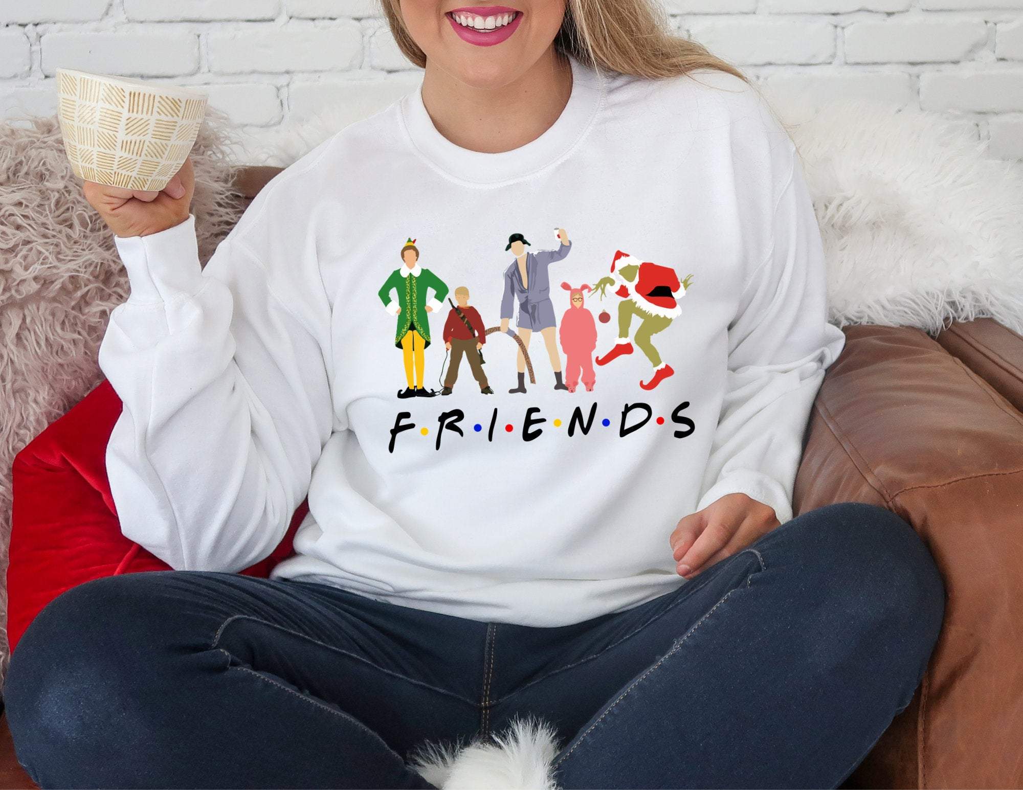 Christmas Movie Characters Sweatshirt, Friends Christmas Sweater, Christmas Sweater, Funny Christmas Sweater, Christmas Gift T-Shirt Hoodie All Color Size S-5Xl