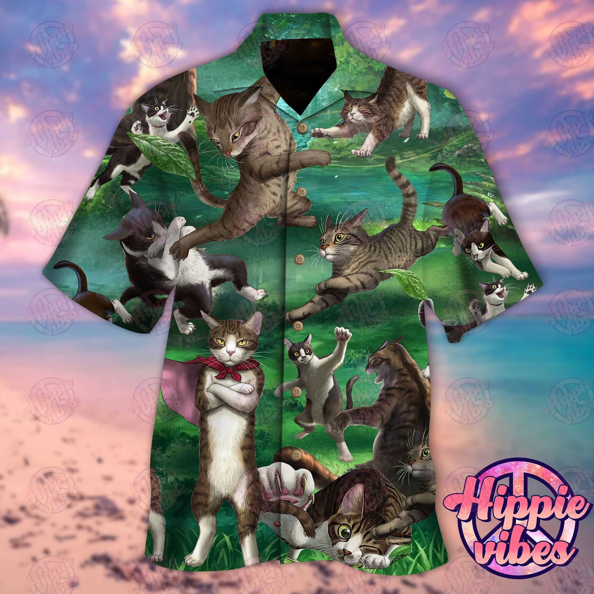 Cats Fighting Hawaiian Shirt Ha48628