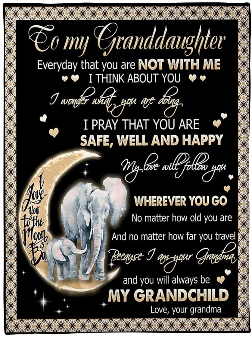 To My Granddaughter Elephants Grandma Blanket Gifts With