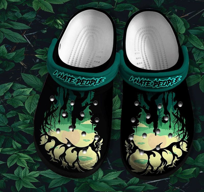 Bigfoot I Hate People Camping Shoes Gift Grandpa Father Day – Camper Bigfoot Jungle Green Shoes Croc Clogs