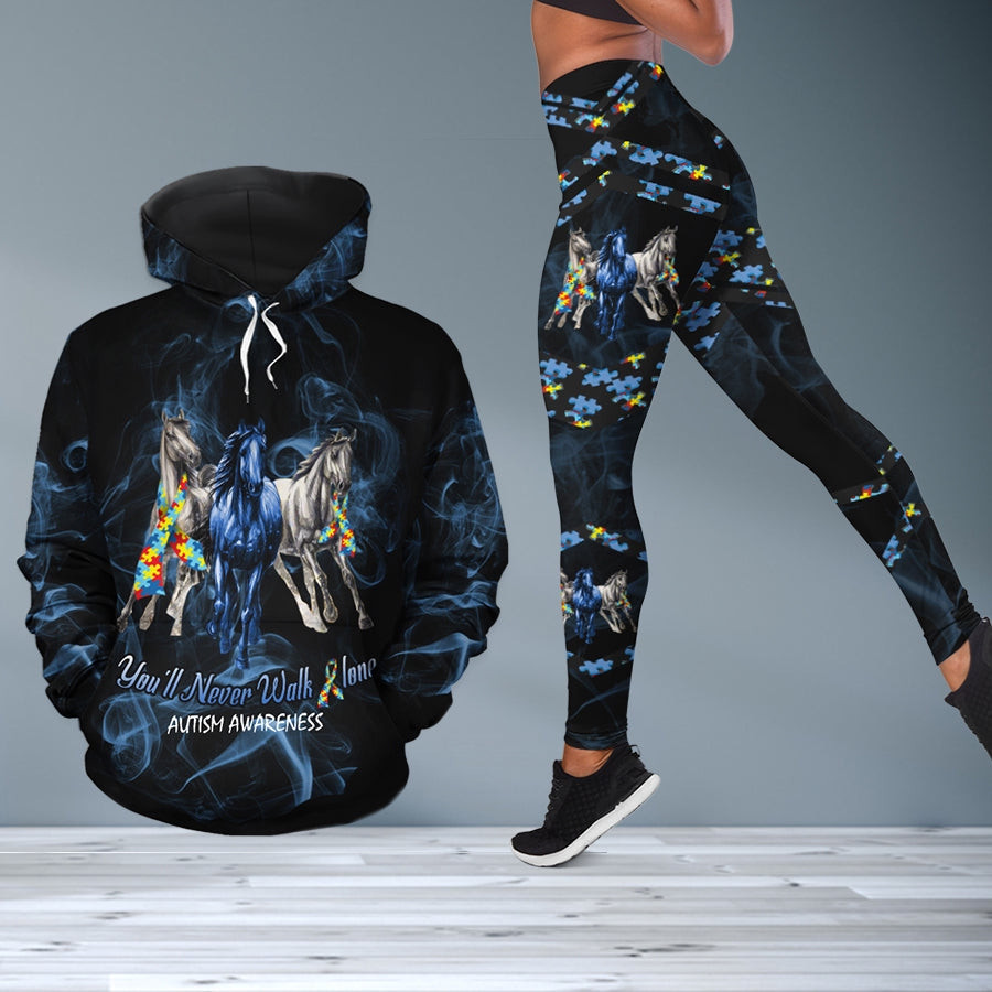 Autism Awareness Horse 3D Hoodie Legging Set Combo