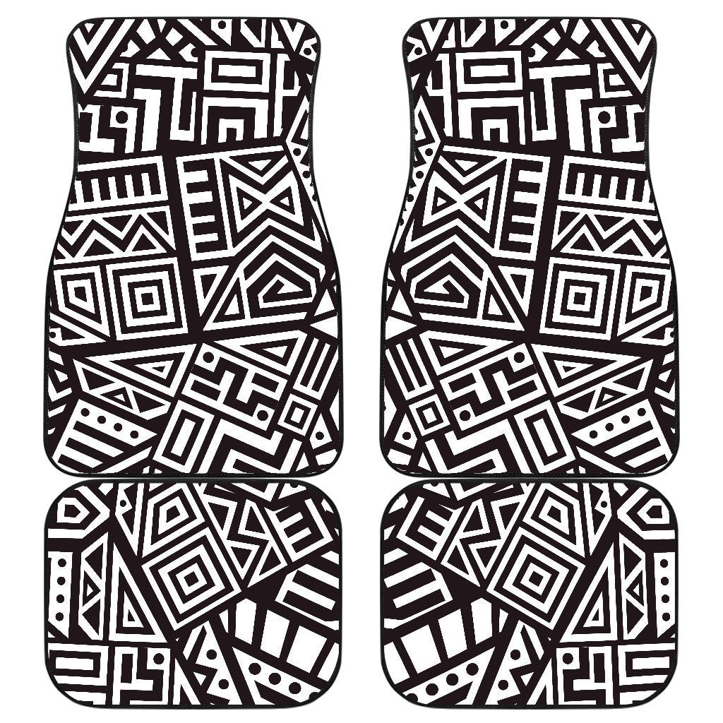 Tribal Aztec Geometric Pattern Print Front And Back Car Floor Mats, Front Car Mat