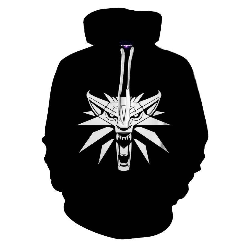 The Witcher Wolf Head Symbol Basic Gaming Design Hoodie