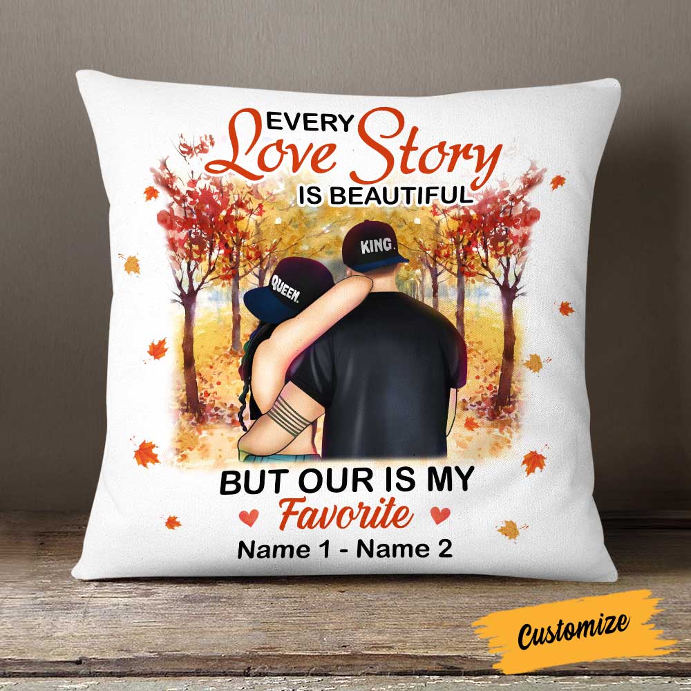 Personalized Couple Fall Love Story Pillow Sb222 30O58 (Insert Included)