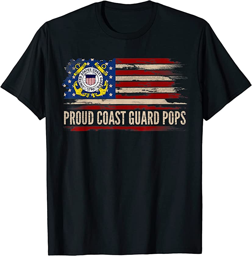 Vintage Proud Coast Guard Pops American Flag Gift T-Shirt