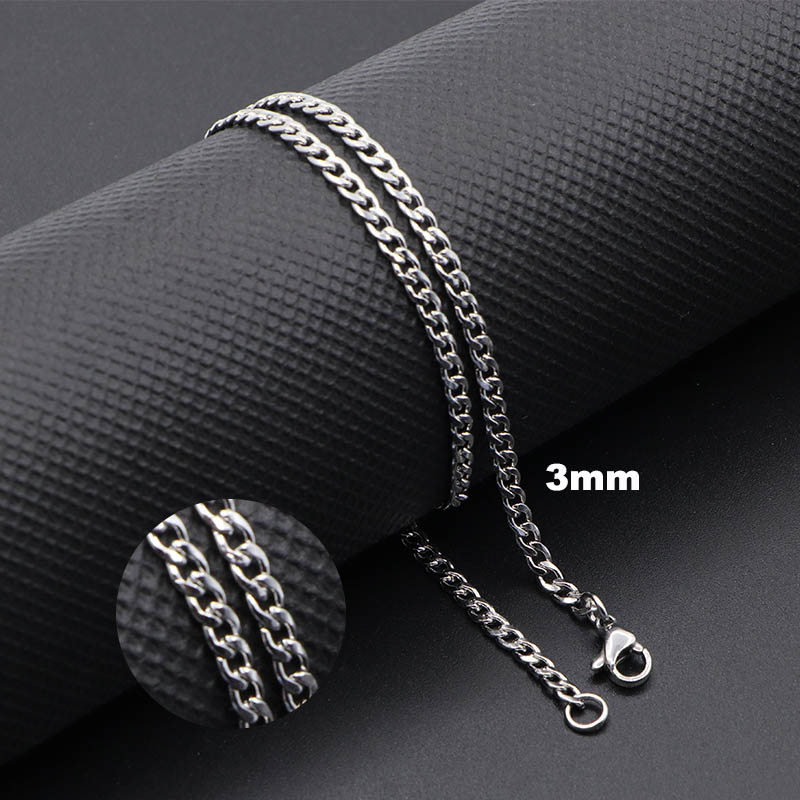 3-7mm Stainless Steel Cuban Curb Link Chain Necklace For Men Women Basic Punk Vintage Choker NK Chain Solid Metal Jewelry Gifts alx