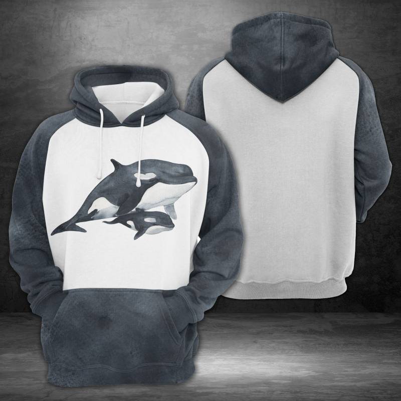 Large whale with a baby H12502 – All Over Print Unisex Hoodie