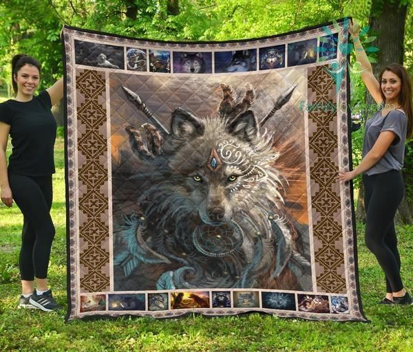 Wolf Brave Animal Quilt Blanket