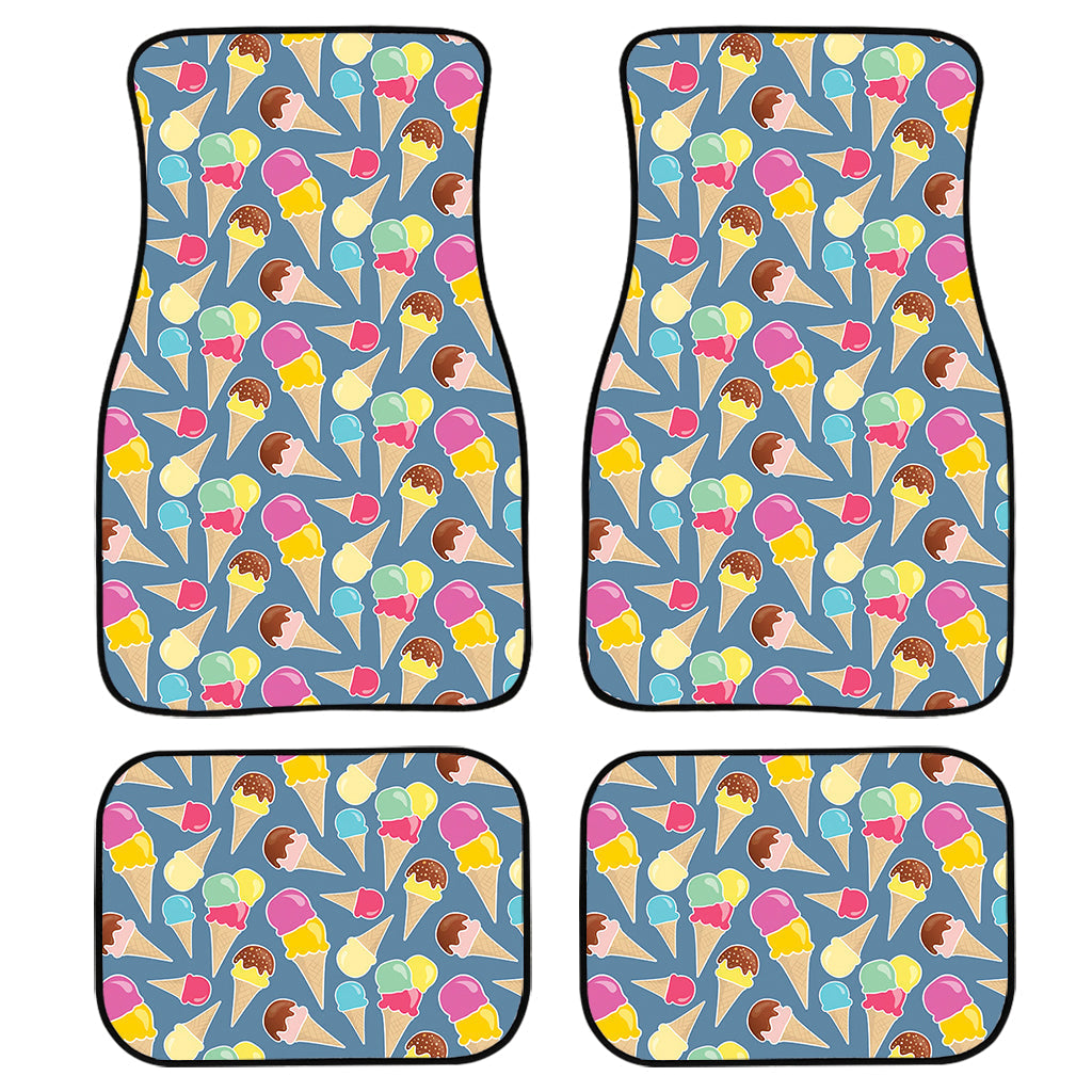 Colorful Ice Cream Pattern Print Front And Back Car Floor Mats, Front Car Mat