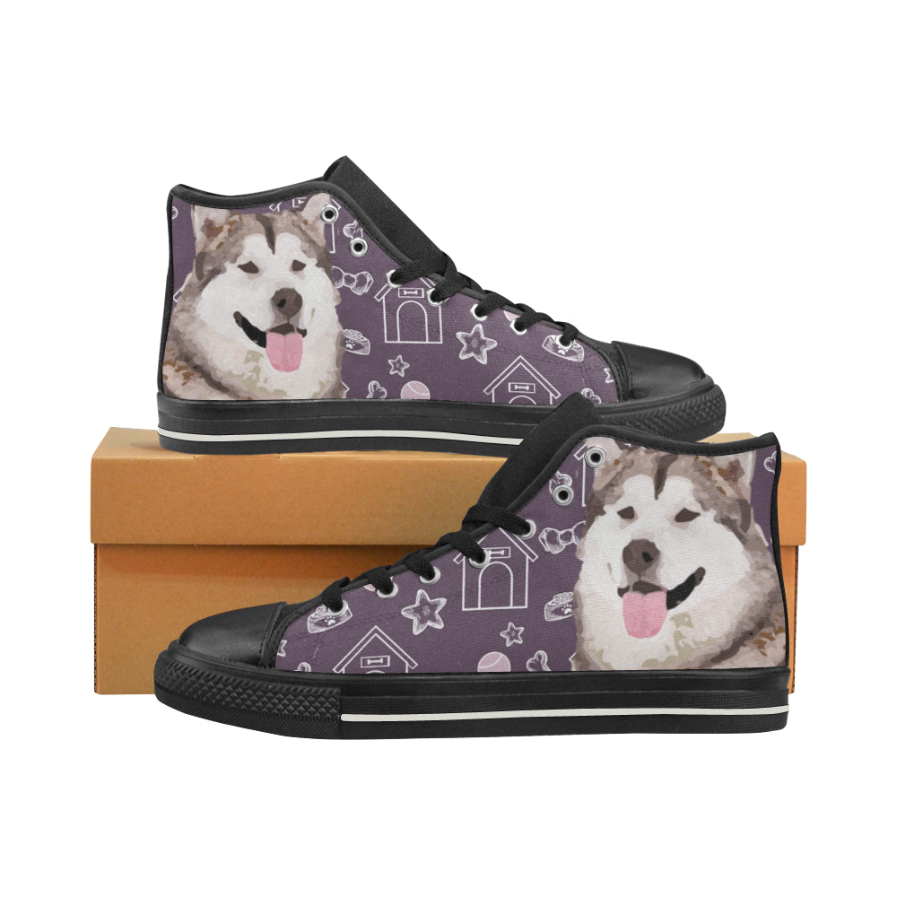 Alaskan Malamute Black High Top Canvas Women’s Shoes/Large Size