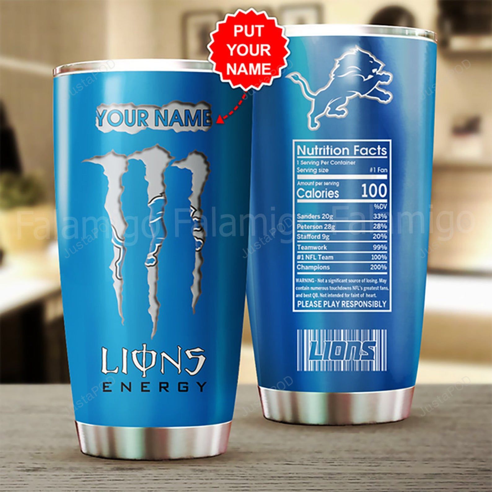 Personalized Detroit Lions Stainless Steel Tumbler – Tumbler 20oz