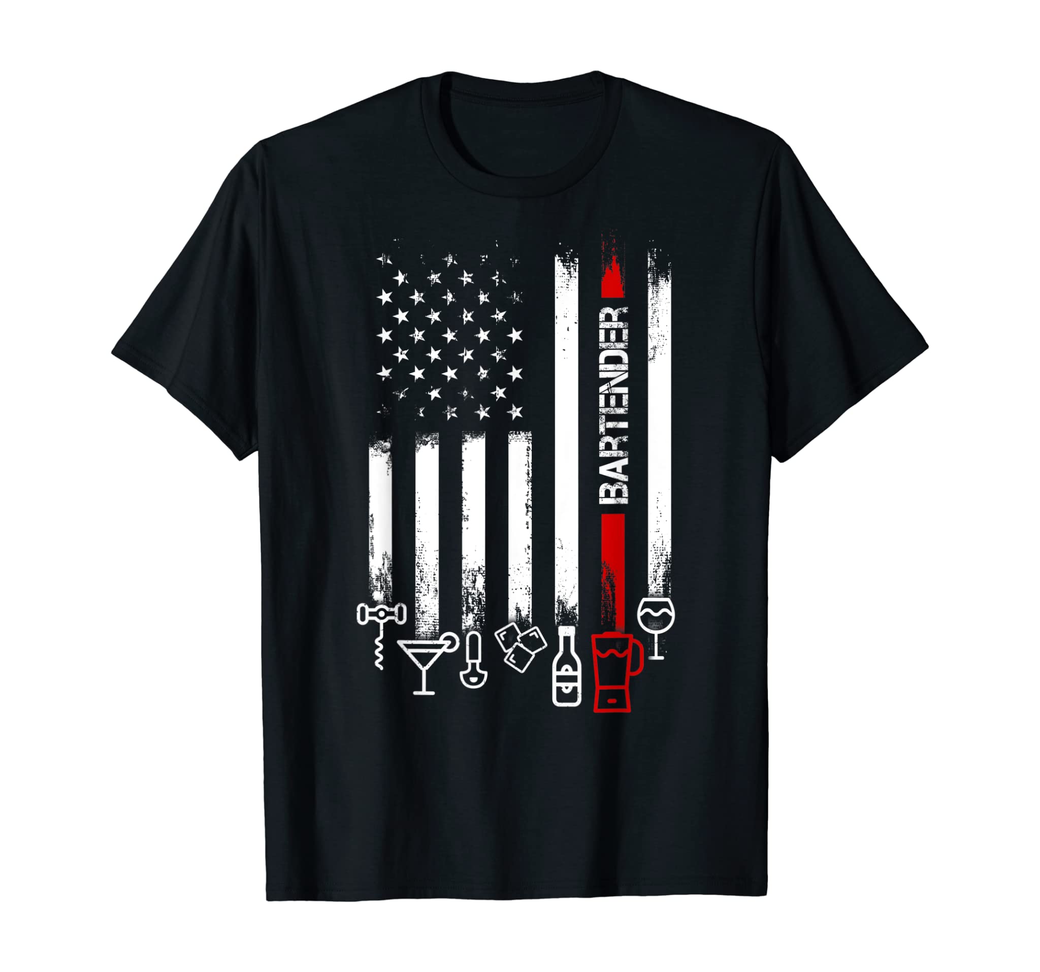 American Flag with Bartender Tshirt for women men father