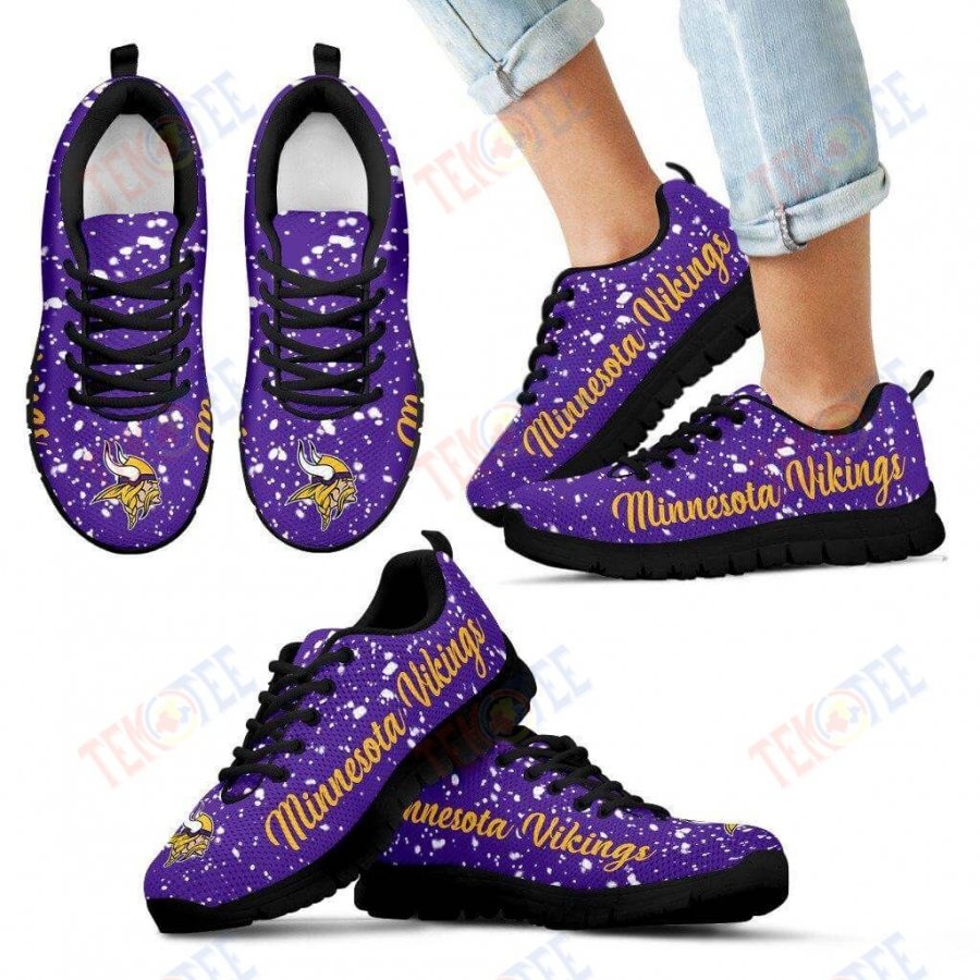 Mens Womens Minnesota Vikings Sneaker Christmas Snowing Incredible Pattern Sneaker Running Shoes For Men Women TDT733