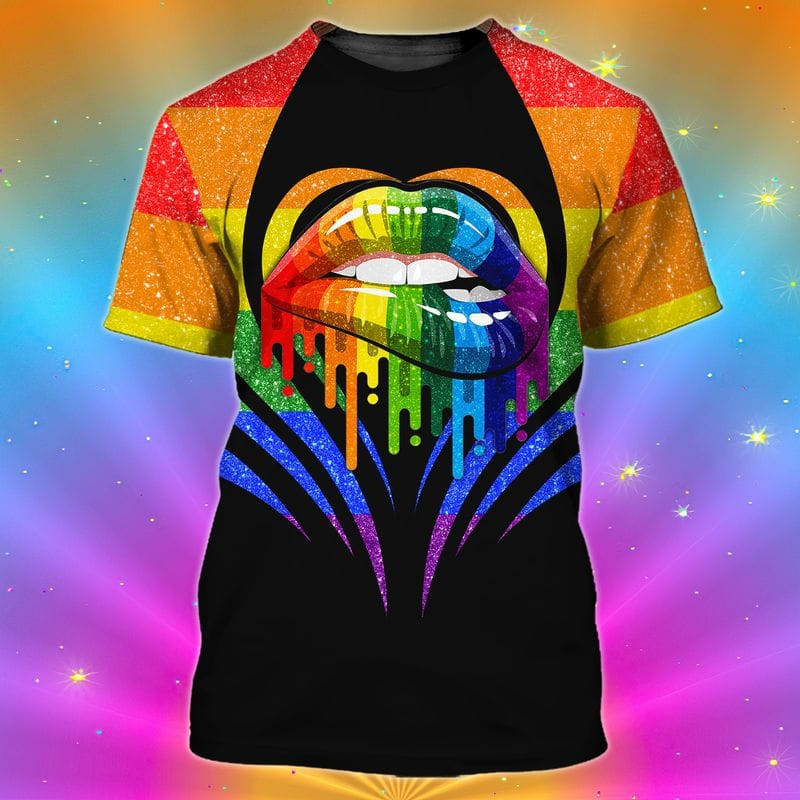 Rainbow Lip Shirt, Pride Rainbow Lips, Gay Pride Lips 3D T Shirt, Gift For Gaymer, Pride Month Gift