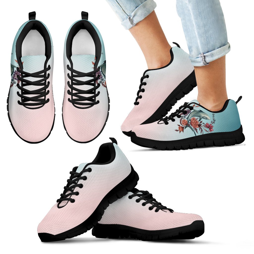 Shark Painting With Floral Pastel Cool Sneakers Ver 2