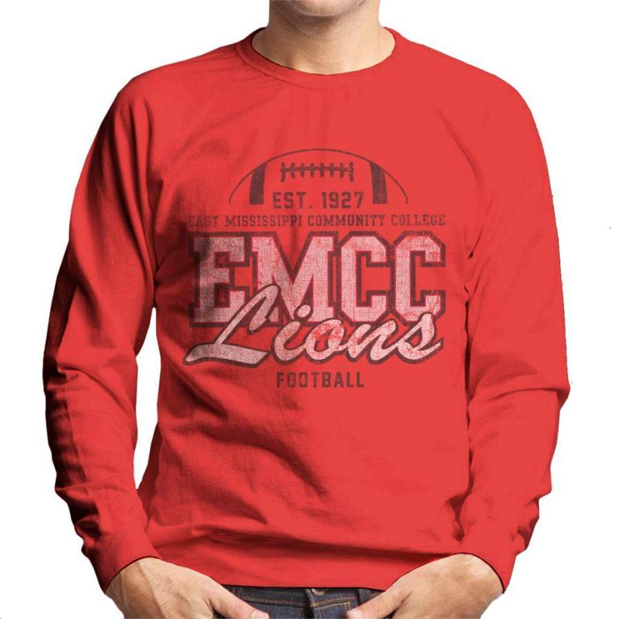 East Mississippi Community College Distressed Dark Lions Football Men’s Sweatshirt