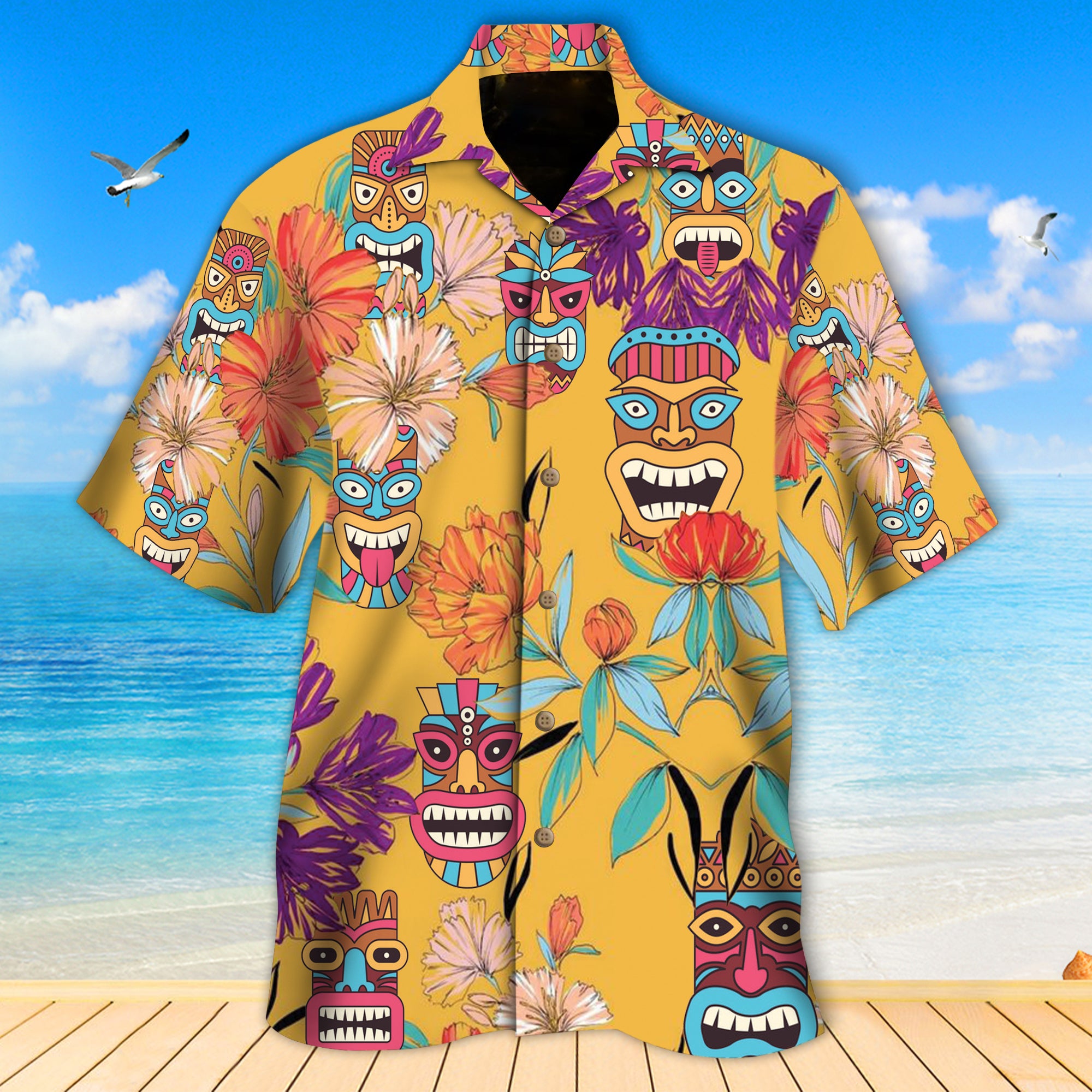 Yellow Beach Hawaiian Shirt – Kv70