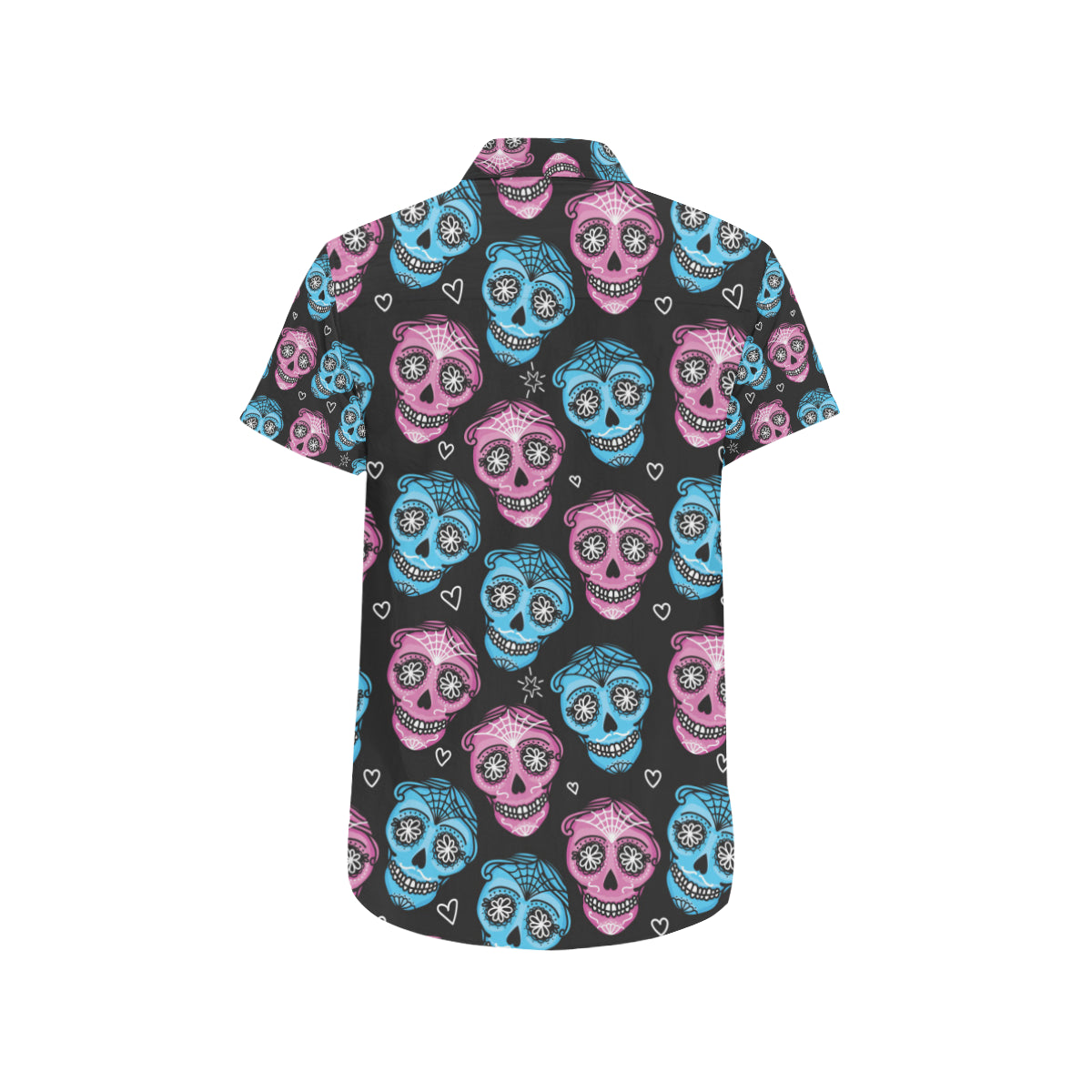 Day Of The Dead Skull Print Pattern Men Button Up Shirt – Skull Art Prints