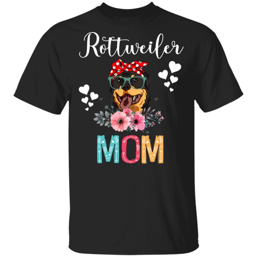 Rottweiler Mom Puppy Mom Dog Mom Lover Floral T-Shirt