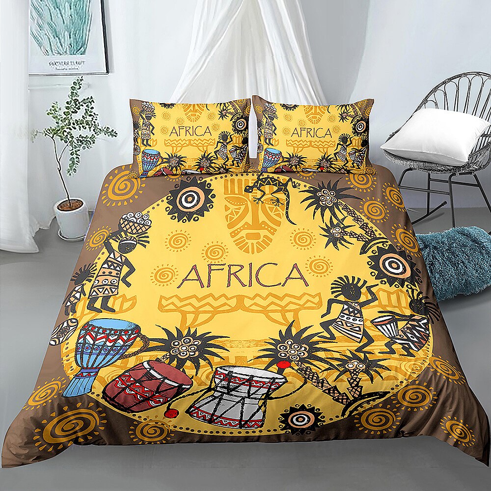 African American Bedding Colorful Afro Duvet Cover Black Women In Ethnic Dress Bed Set Purple Tribal Bedspreads Modern Bedding