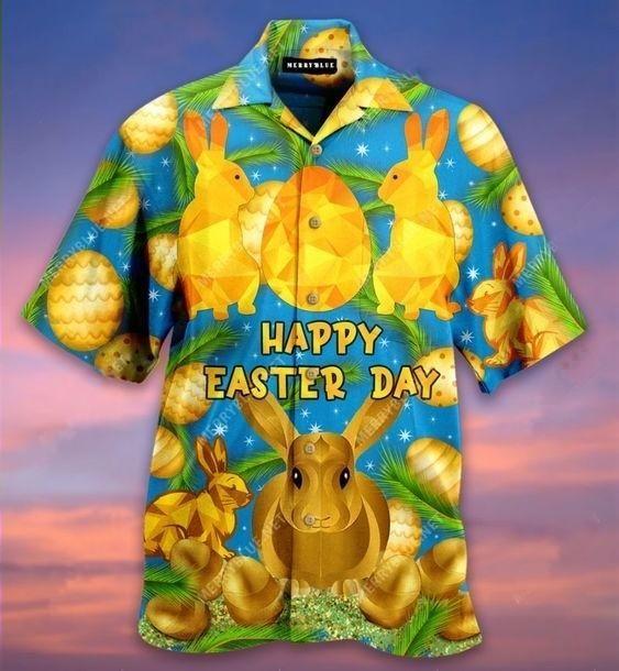 Beach Shirt Find Hawaiian Aloha Shirts Easter Golden Bunny, Unisex Print Aloha Short Sleeve Casual Shirt