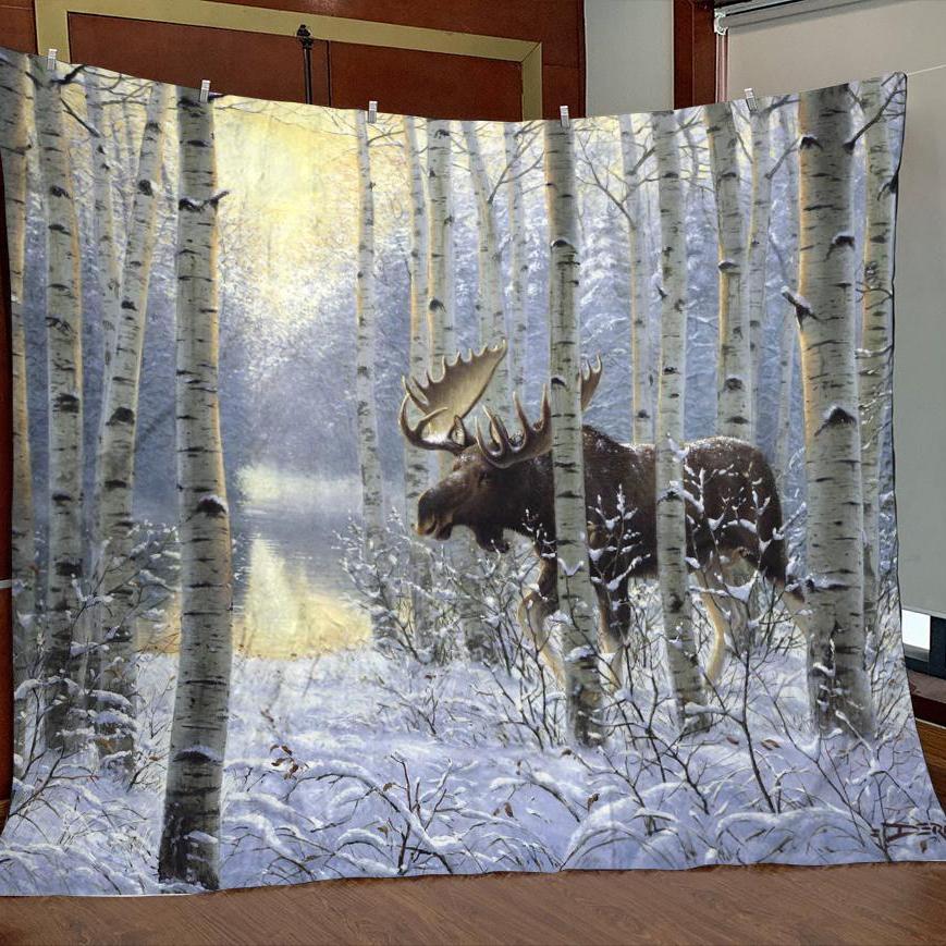 On The Move Moose Hunting Gift Fleece Blanket - Quilt Blanket Fleece Blanket, Blanket Sofa Bed, 3D Blanket Teesummer
