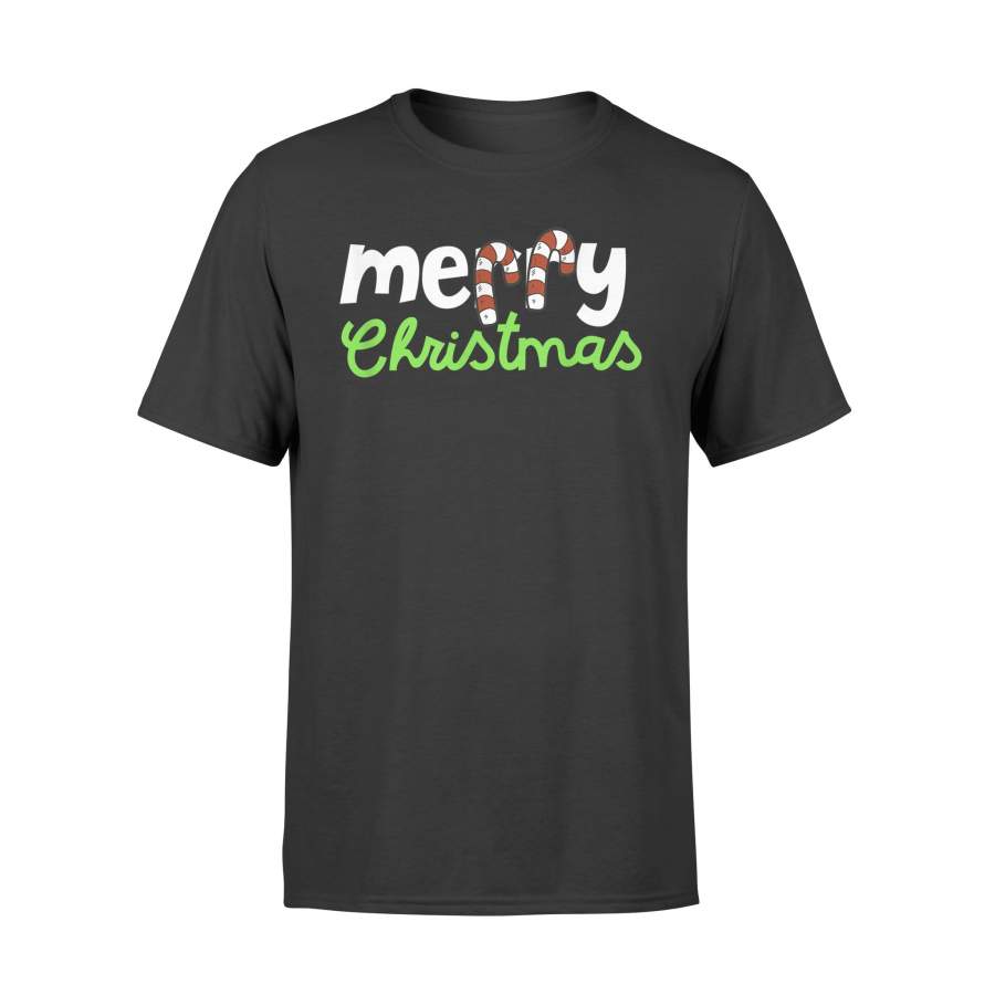 Merry Christmas Candy Canes Greetings Xmas T Shirt – Standard T-shirt