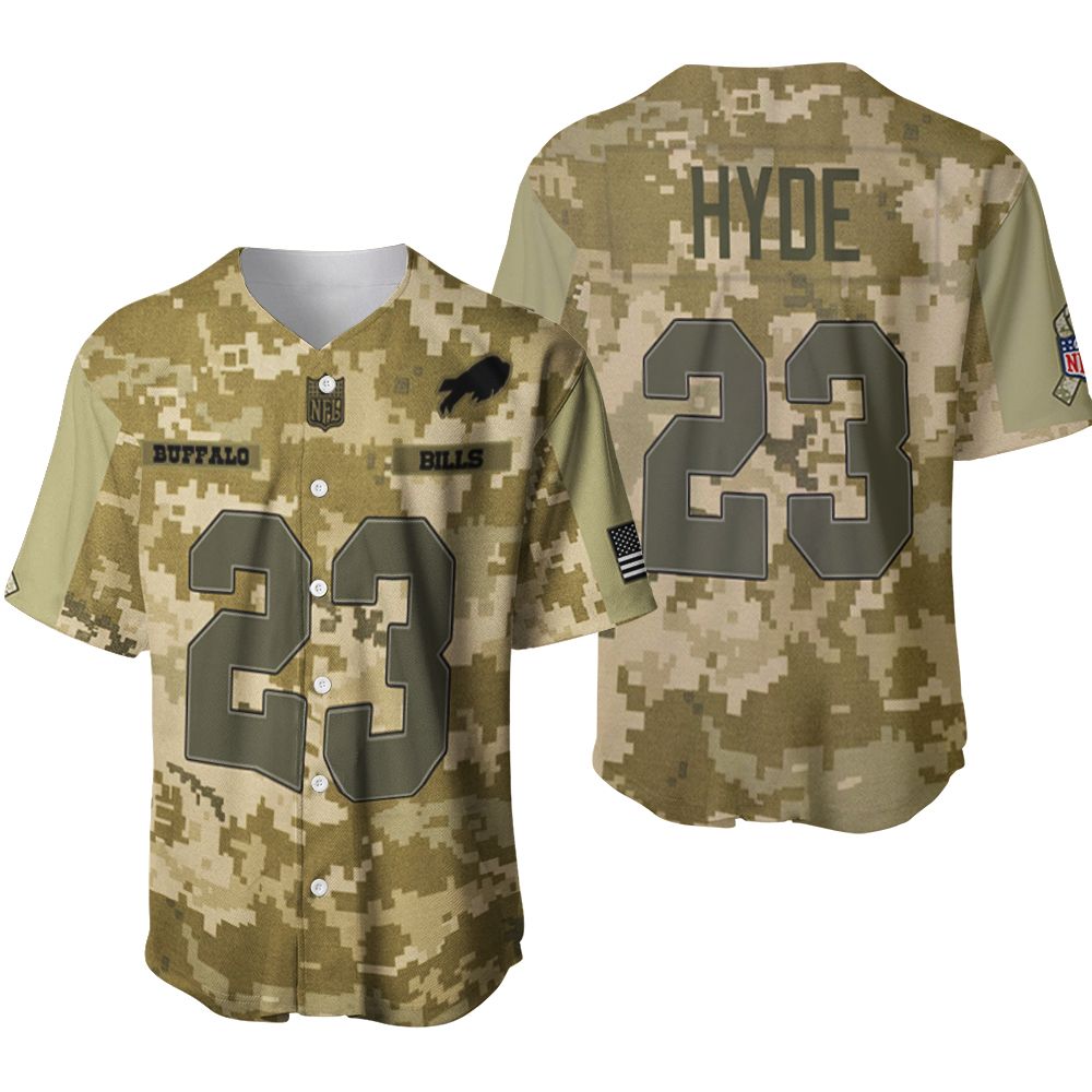 Buffalo Bills Micah Hyde #23 Great Player NFL American Football Team Logo Camouflage 3D Designed Allover Gift For Bills Fans Baseball Jersey