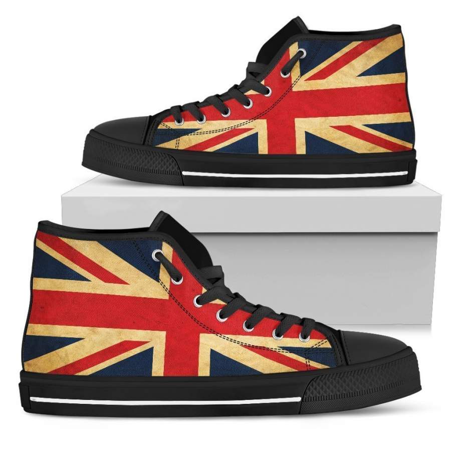 Vintage Union Jack British Flag Print Women’s High Top Shoes