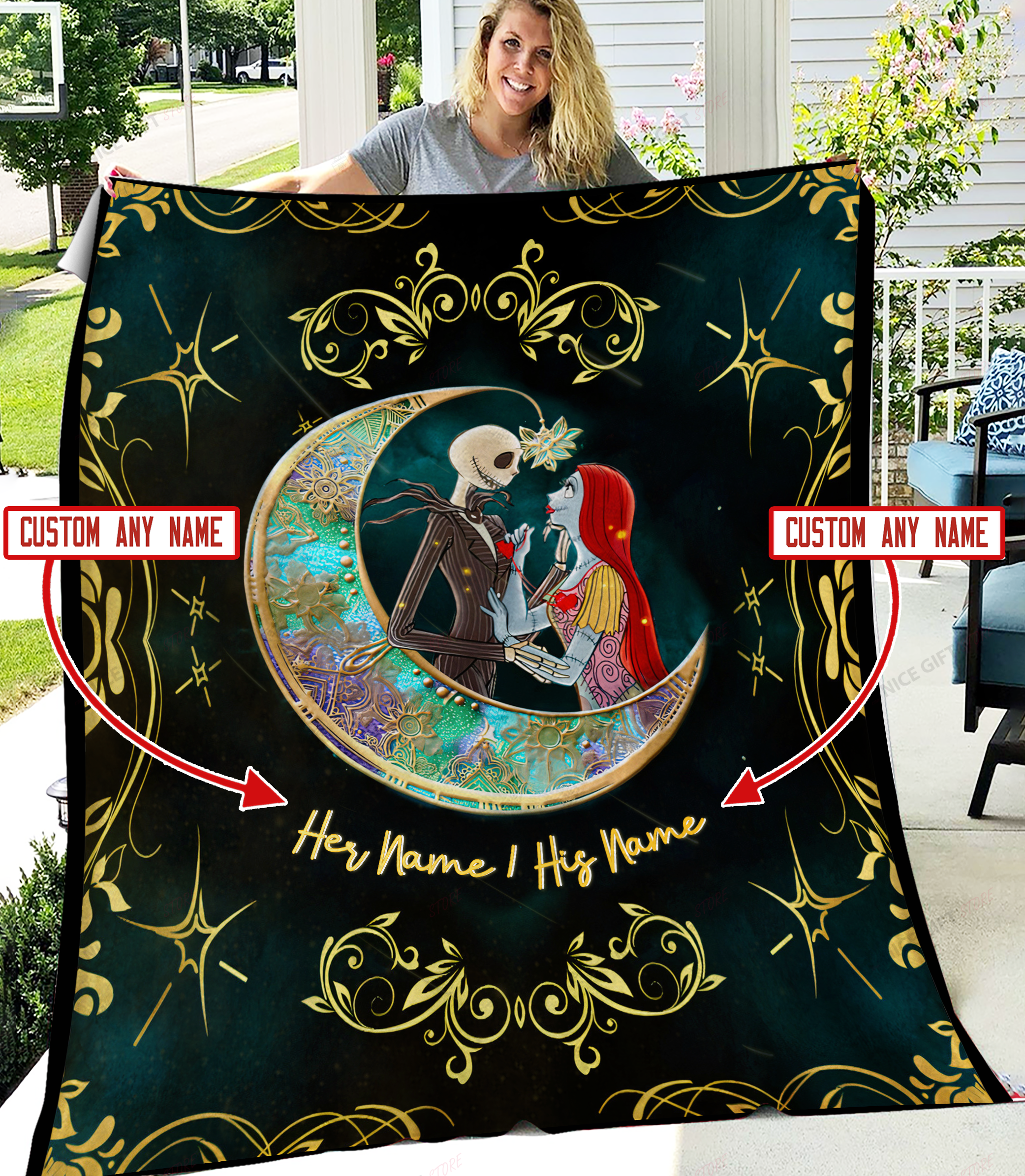 Jack Skelling Custom Name Fleece Blanket Blk-N1Y3