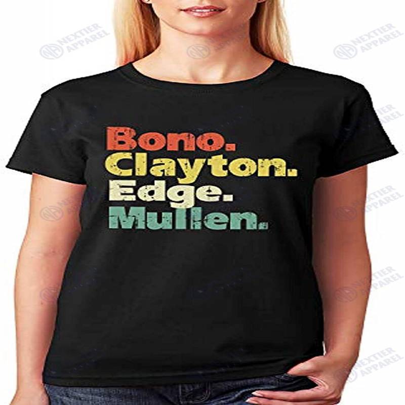 U2 Names Of Members Bono Clayton Edge Mullen Retro Vintage T-shirt