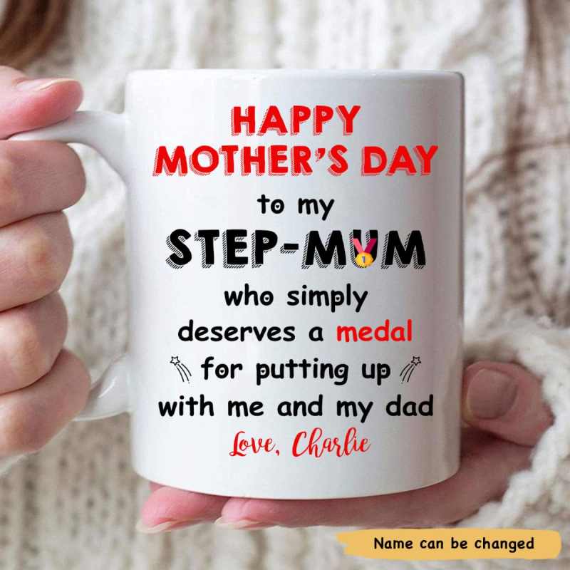 Personalized Happy Mother’S Day To My Step Mum White Mug