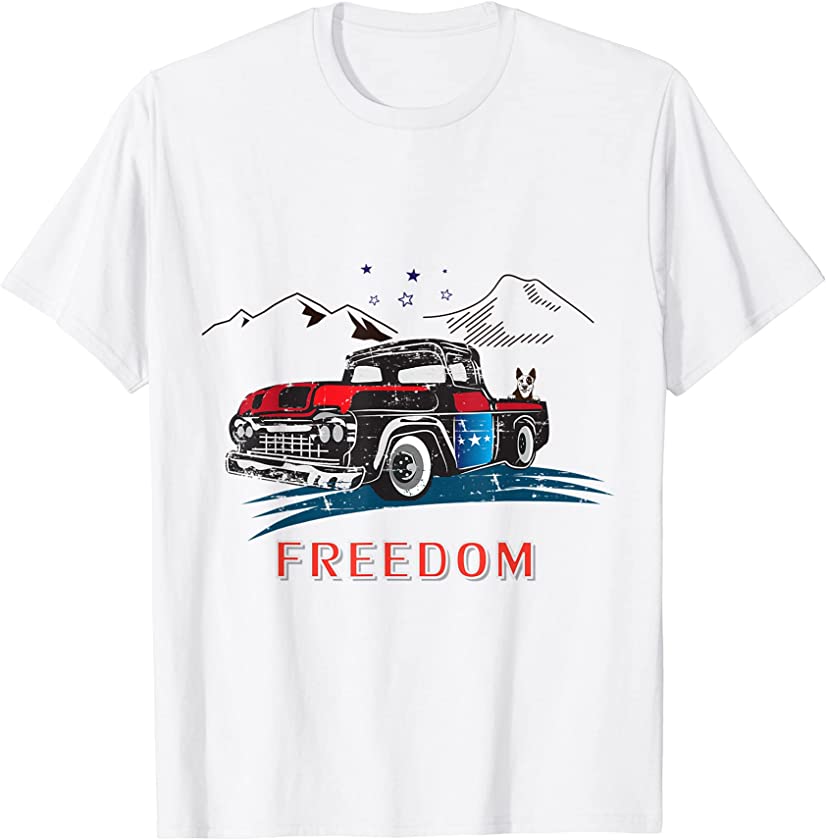 Vintage Truck and Dog Enjoying Freedom T-Shirt