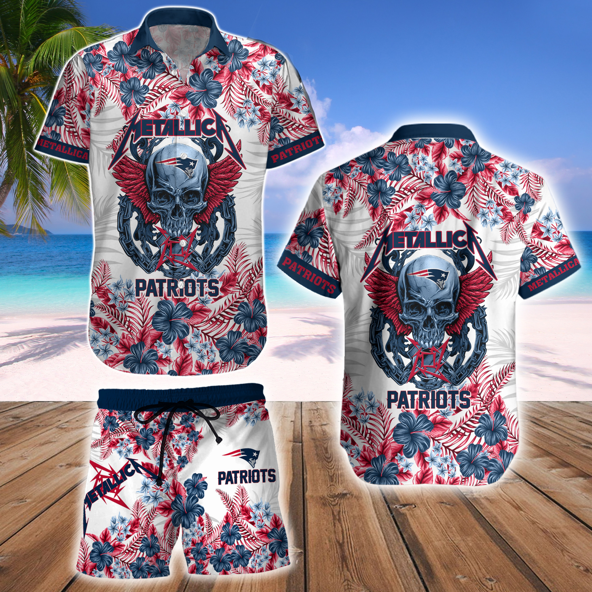 New England Patriots Hawaii Shirt & Shorts Bg343