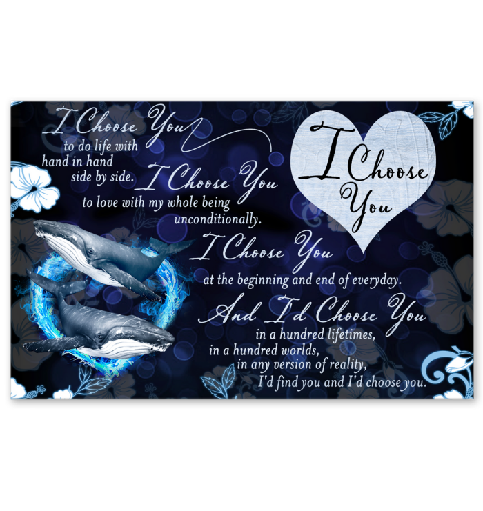 Whale Couple I Choose You Matte Canvas