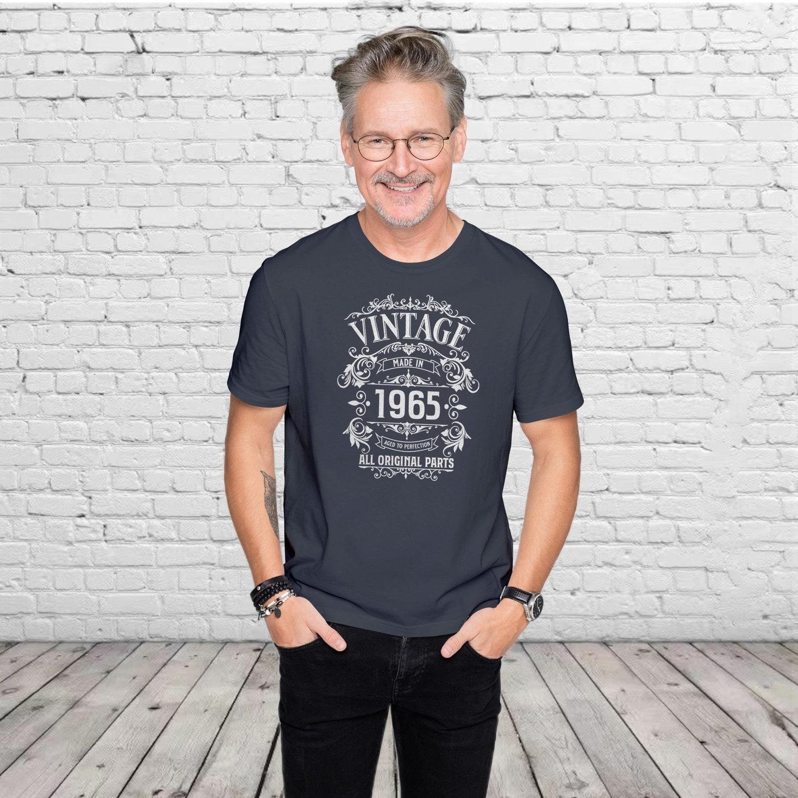 Mens 60th Birthday Gift T Shirt – 1965 All Original Parts – Born in 1965, 60th Birthday Gifts for Him